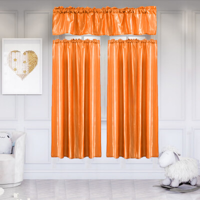 

Toponeto 3Pcs Pure Color Kitchen Home Curtain With Swag Tier Window Curtain Set