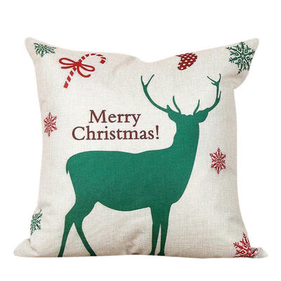 

Soft Linen Pillow Case Xmas Letter Elk Bell Tree Pattern Pillow Case for Home Bar Shop Christmas Supplies