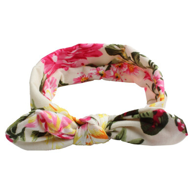

Print Flowers Girls Headband Rabbit Bow knot Ear Hairband Turban Knot Head Wraps baby Girls Clothing Accessories