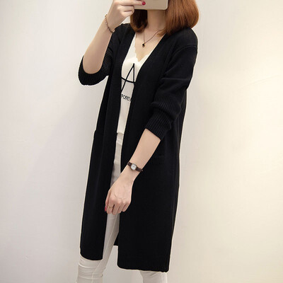 

2018 long sweater jacket womens sweater cardigan autumn&winter new Korean version of loose joker top