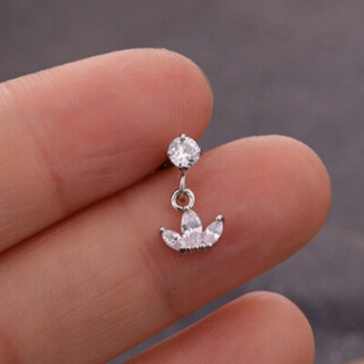 

1Pc Tragus Dangle Earring Crown Flower Heart Star Cz Stud Ear Piercing Conch Helix Cartilage Earring