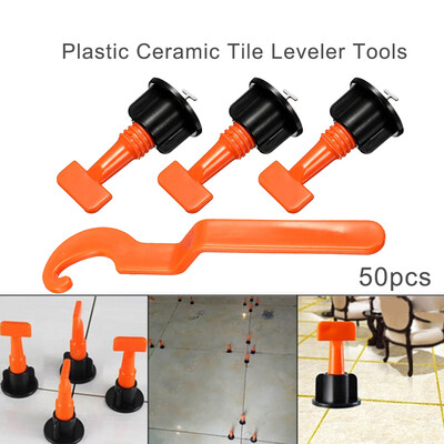 

50pcs Plastic Flat Ceramic Leveler Floor Wall Construction Tools Reusable Tile Leveling System Kits