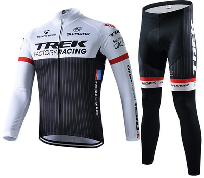 

UCI 2018 pro team trek winter thermal fleece cycling jersey bicycle clothing set ropa ciclismo invierno bike jersey bib pants kit