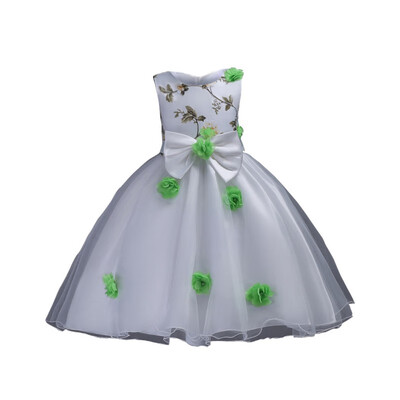 

Dress Childrens Embroidery Flower Sleeveless Princess Dress For Girl 5 Colors Ball Gown Wedding Dress