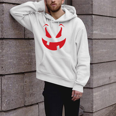 

Toponeto Mens Fashion Winter Solid Printed Long-sleeved Hooded SweatShirt Halloween Tops