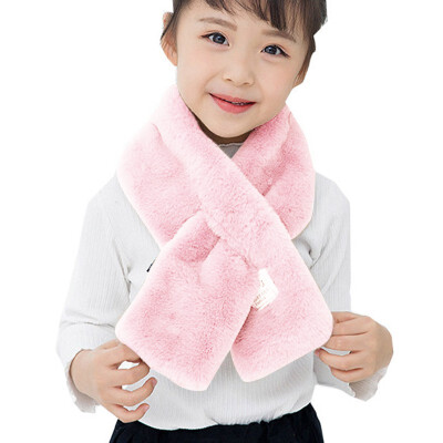 

Children Scarf Boys Girls Winter Thicken Plush Faux Rabbit Fur Scarf Solid Color Neck Warmer