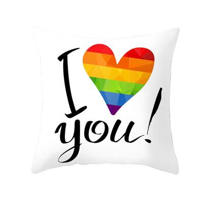 

LGBT Rainbow Heart Pride Throw Pillow Cases Car Sofa Cushion Covers Home Decor