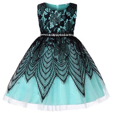 

Children Girl Princess Wedding Sleeveless Dress Cute 3-8T Lace Floral Party Flowers Dresses