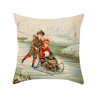

Tailored Christmas Series Home Decor Polyester Peach Skin Pillow Case 18x18in