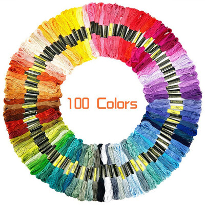 

100pcsset Cross Stitch Cotton Embroidery Threads Mix Colors Knitting Skeins DIY Sewing Six-Strand Yarn Thread
