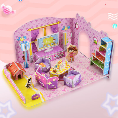 

Gotoamei 3D DIY Puzzle Castle Model Cartoon House Assembling Paper Toy Kid Early Learning