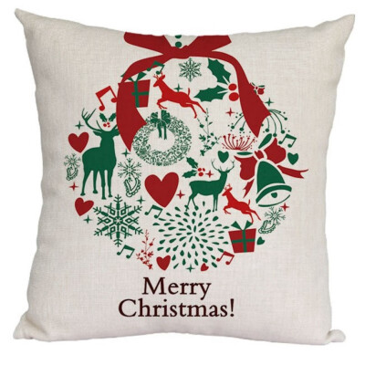 

18 X 18 Inch Christmas Pillow Cover Cotton Linen Decorative Pillowcases Holiday Sofa Cushion Cover