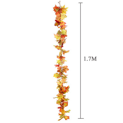 Artificial Maple Leaf Rattan DIY Hanging Vines Plants Wreath Garland For Indoor Outdoor Fall Harvest Thanksgiving wreath rings