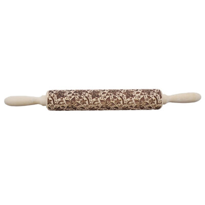 

Christmas Rolling Pin Wooden Christmas Engraved Carved Embossing Rolling Pin Dough Stick Baking Kitchen Pastry Tool