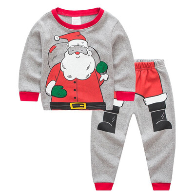 

Christmas Outfit Santa Xmas Set Baby Boy Girl Pajamas Set Cartoon Santa Festive Costume 1-7T Girls Clothes T-shirt Pants