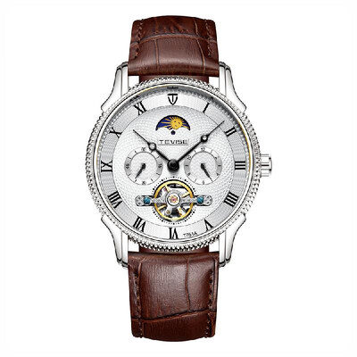 

TEVISE T851A Business Men Mechanical Watch Moon Phase Second Hour Display Timer Three Sub-Dials Fashion Casual Stainless Steel Str