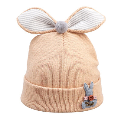 

Winter Newborn Cute Warm Kids Girls Boys Hats Baby Cartoon Printing Hats Knitted Wool Hemming Caps With Bowknot