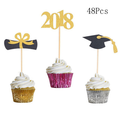 

Gobestart Cake Topper Golden 2018 Graduation Trencher Cap Certificate Party Home Decor