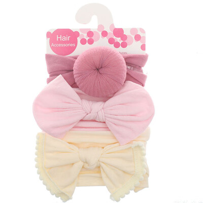 

3 Pcs Baby Girl Bowknot Elastic Headbands Holiday Party Hair Band Headwear Accessories