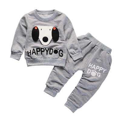 

Autumn Baby Long Sleeve Clothes Set Baby Boy Cartoon Dog Pattern Long Sleeve Pants Two Piece Set Cute Child Clothing