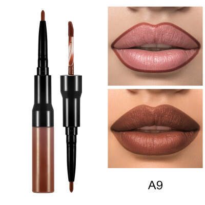 

Double Headed Makeup Lipstick Long Lasting Pigments Waterproof Lip Liner Gloss Matte Liquid Lipstick Pen Nude Makeup Tool