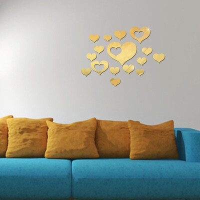 

Fashion Heart Mirror Surface Wall Sticker For Home Wall Decor DIY Wall Stickers Supplies Mirror wall stickers