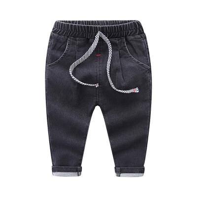 

Children Fashion Jeans Boys And Girls Solid Color Elastic Waist Jeans Trousers Pants Kids Wear 2 Colors Available