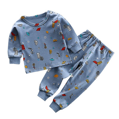 

Autumn Sleepwear Pajamas Baby Kids Girls Boys Cartoon Print Outfits Set Long Sleeve Blouse TopsPants Sleepwear Pajamas
