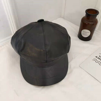 

Womens PU Leather Beret Hat Retro French Beret Hats for Girls Holiday Gifts