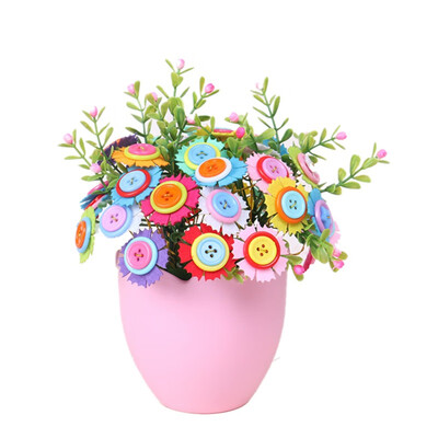 

DIY Multicolor Round Resin Decorative Buttons Flower with EVA Flower Pot Scrapbooking Embelishments Sewing Craft Supply