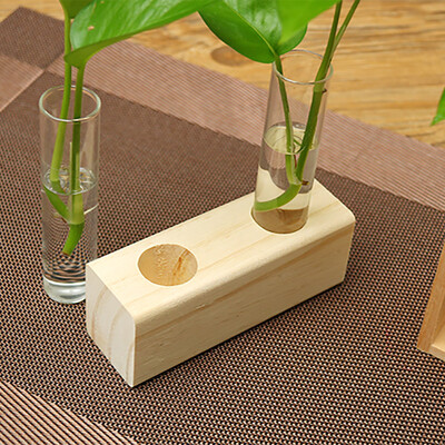 

Toponeto Creative Hydroponic Plant Transparent Vase Wooden Frame Coffee Shop Room Decor