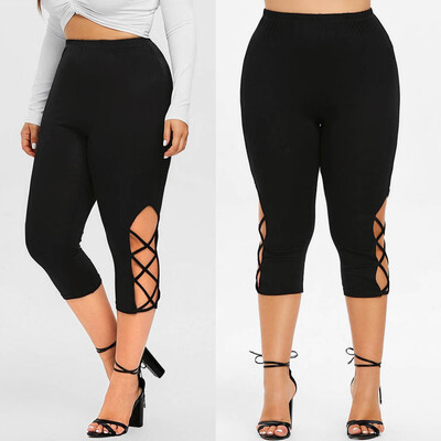 

Gobestart Fashion Womens High Waist Elastic Plus Size Solid Sport Pants Sexy Yoga Shorts