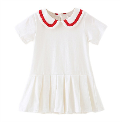 

Children Summer Girls Pleated Doll Collar Short Sleeve Princess Sweet Cotton Rabbit Ears Cute Dress fashion dress