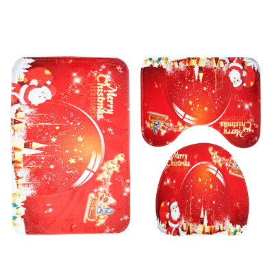 

Toponeto 3pcs Christmas Suction Grip Bath Mat Bathroom Kitchen Carpet Doormats Decor