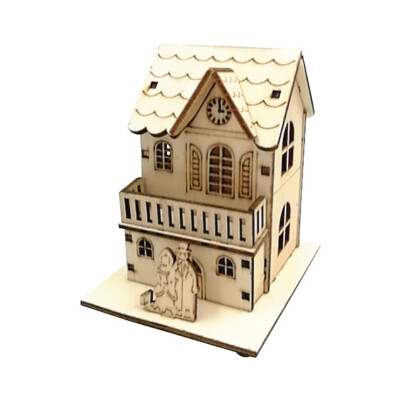 

1PC Light Chalet Christmas Wooden House Christmas Tree Pendant Shiny Wooden Snow House Christmas Decorations for Home