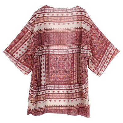 

Summer Beach Blouses & Shirts Fashion Women Three Quarter Sleeve Floral Chiffon Top Blouse Cardigan Shirts