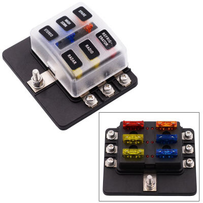 

6 Way Blade Fuse Box Block Holder LED Indicator for 32V Car Boat Marine Waterproof Durable
