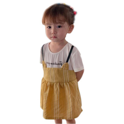 

Girls Dress Summer Casual Baby Girls Cartoon Letter Print Dress Denim Kids Toddler Short Sleeve Sundress Outfits 2-8T