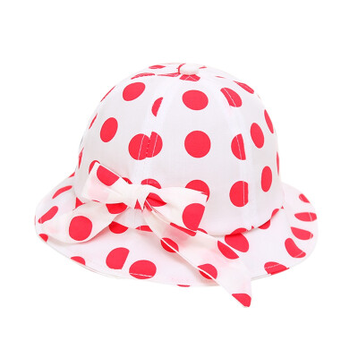 

Autumn kids Hats Polka Dot Print Bucket With Bowknot Design Caps Reversible Sun Headwear for Baby Girls