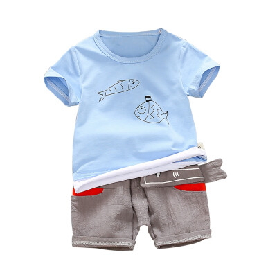 

Infant Clothing Boys Shorts&T shirt Top Baby Boys Summer Clothes Set Printed Cotton