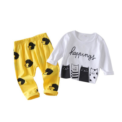 

Girls BoysClothing Sets Baby Kids Clothes Suit Children Striped T-Shirt Pants infant outsuit baby clothes
