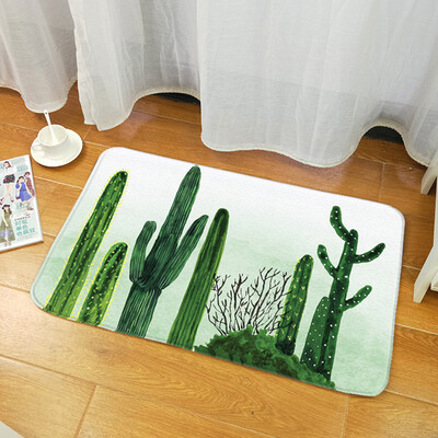 

Gobestart Tropical Plant leaves Pattern Polyester Bathroom Kitchen Carpet 40x60cm