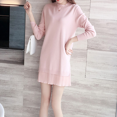 

Women Dress Round Neck Long Sleeve Dress Tights Stretch Dress Modal Loose Solid Color Sexy Dress Autumn New Simple Dress
