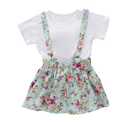 

Baby Girls Clothes Newborn Baby Romper Printesd Floral suspender Skirt Outfits Cute Rabbit Infant Cltohing Set Toddler Clothes