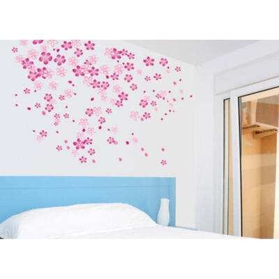 

USA Pink Flowers Sky Dancing Mural Wall Sticker Vinyl Art Decal Home Decor DIY