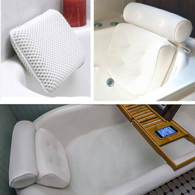 

The New Waterproof Comfortable 3D Breathable Mesh Spa Bath Pillow with Suction Cups Neck & Back Support