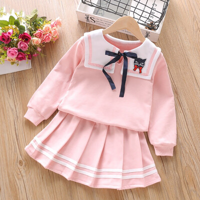 

Girls Costume Toddler Girl Clothes Sets Winter Autumn Children Clothing Long Sleeve Top Pleated Skirts Kids Clothes