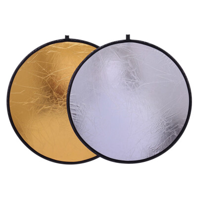 

60cm80cm110cm 2-in-1Portable Collapsible Light Round Photography White Silivery Reflector for Studio Multi Photo Disc Diffuers
