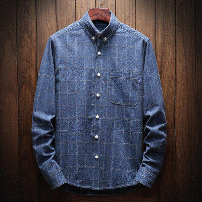 

Tailored Mens Fashion New Style Retro Plaid Shirt Long-Sleeved Shirt Comfortable Shirt