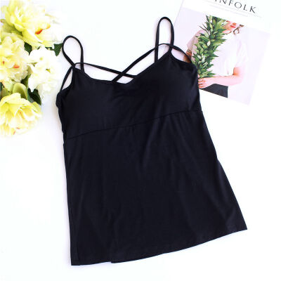 

2018 New Summer Sexy Solid Top Female Camisole V-neck Vest Stretchable Backless Slim Sling Tank Tops T-shirts For Women